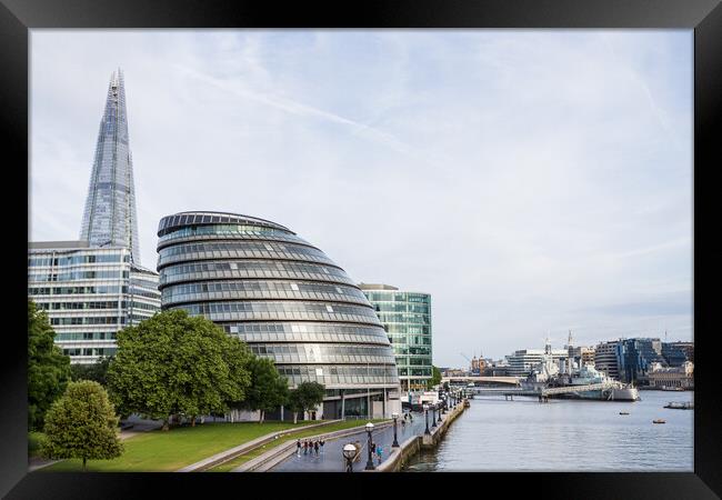 City Hall between The Shard and HMS Belfast Framed Print by Jason Wells