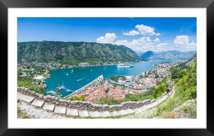 Kotor old town behind the Ladder of Kotor Framed Mounted Print by Jason Wells