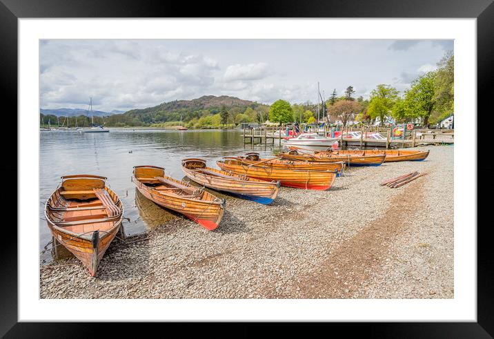 Wooden rowing boats on the shores at Ambleside Framed Mounted Print by Jason Wells