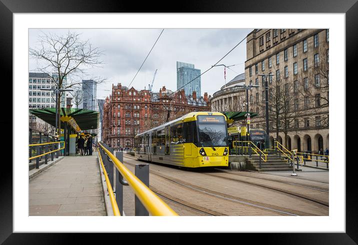 Pair of trams in St Peters Square Framed Mounted Print by Jason Wells