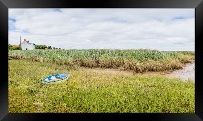 Lone boat at Brancaster Staithe Framed Print by Jason Wells
