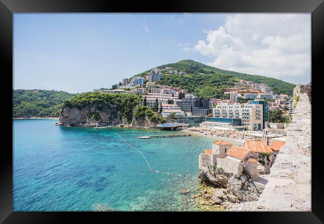 Budva Old Town and beaches Framed Print by Jason Wells