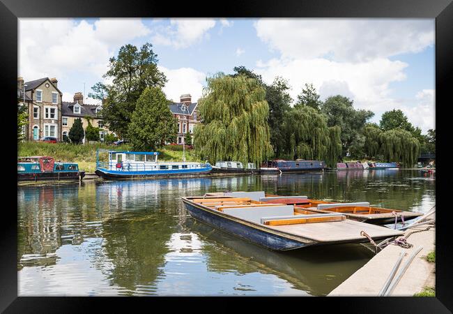 Pair of punts on the River Cam in Cambridge Framed Print by Jason Wells