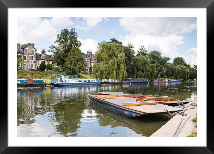 Pair of punts on the River Cam in Cambridge Framed Mounted Print by Jason Wells
