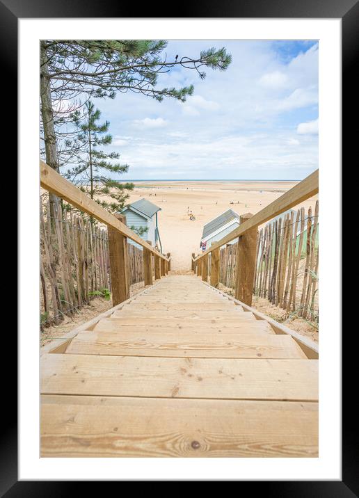 Steps down to beach huts at Wells Framed Mounted Print by Jason Wells