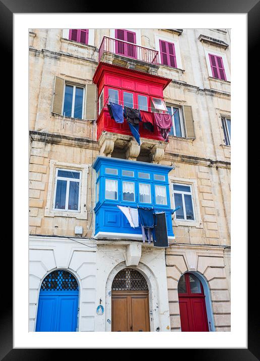 Colourful Maltese balconies Framed Mounted Print by Jason Wells