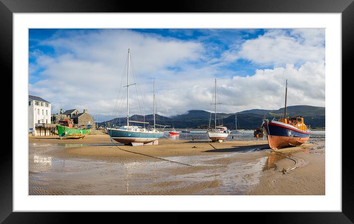 Barmouth boats panorama Framed Mounted Print by Jason Wells