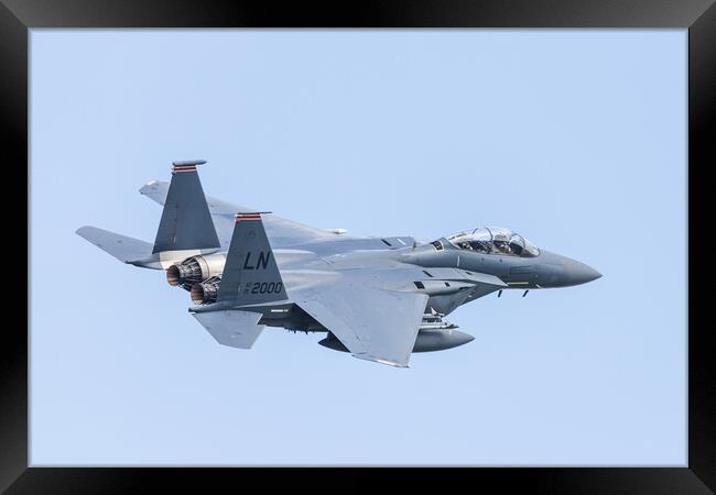 F-15E Strike Eagle banks after take off Framed Print by Jason Wells