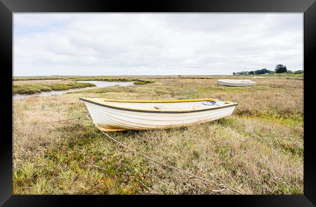 Trio of boats at Brancaster Staithe Framed Print by Jason Wells