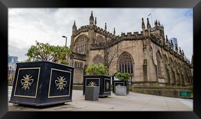 Bee symbols lead to Manchester Cathedral Framed Print by Jason Wells