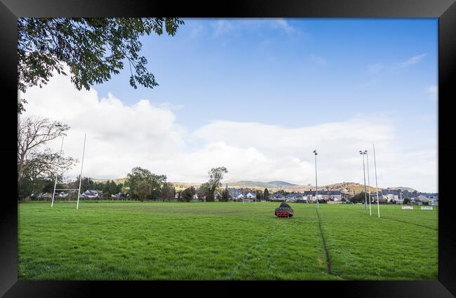 Rugby pitch at Bala Framed Print by Jason Wells