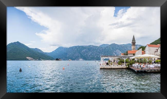 Restaurants line part of the Perast waterfront Framed Print by Jason Wells