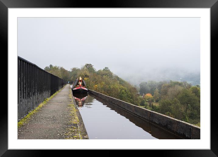 Reflections of a narrow boat on the Pontcysyllte Aqueduct Framed Mounted Print by Jason Wells