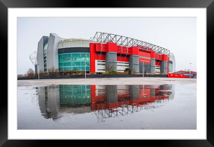 Reflections of Old Trafford Stadium Framed Mounted Print by Jason Wells