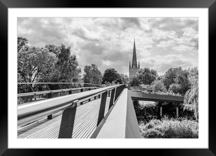 Jarrold Bridge leads to Norwich Cathedral Framed Mounted Print by Jason Wells
