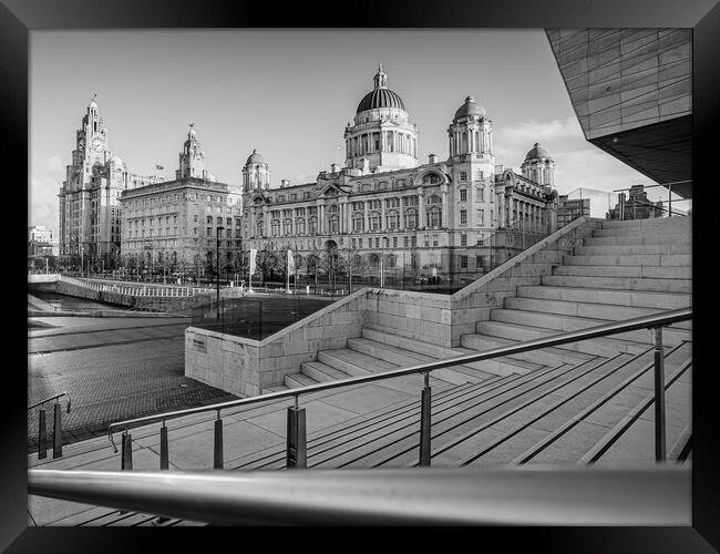Liverpool waterfront in monochrome Framed Print by Jason Wells