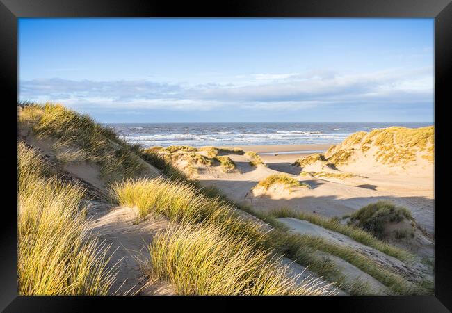 Rolling sand dunes on Formby beach Framed Print by Jason Wells