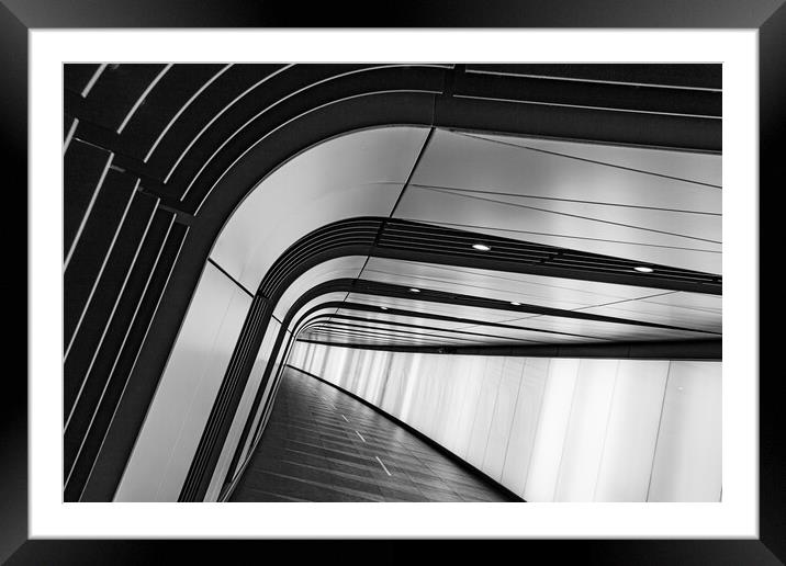Kings Cross light tunnel in black and white Framed Mounted Print by Jason Wells