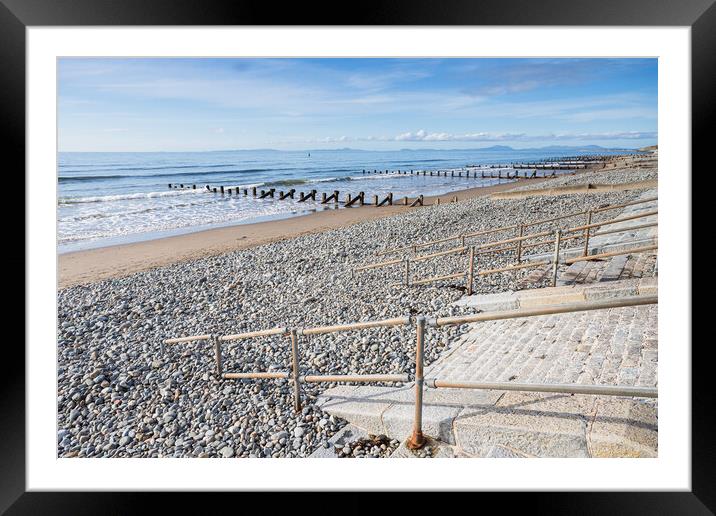 Railings and steps lead down to Barmouth beach Framed Mounted Print by Jason Wells