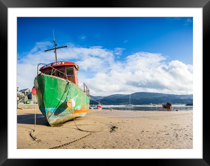 Fishing boat at low tide Framed Mounted Print by Jason Wells