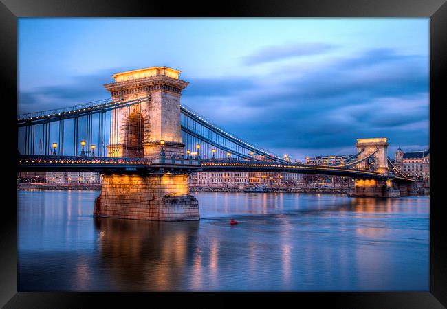 Chain Bridge in the blue hour Framed Print by Jason Wells