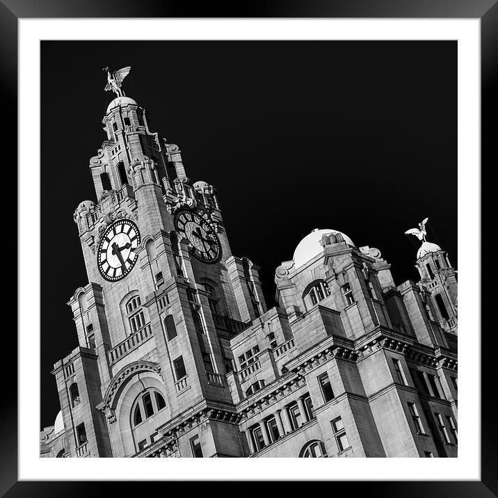Royal Liver Building monochrome Framed Mounted Print by Jason Wells