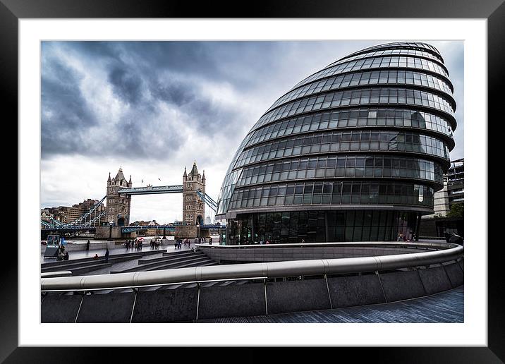 City Hall and Tower Bridge Framed Mounted Print by Jason Wells