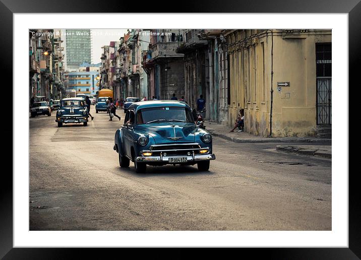  Dusk on the streets of Havana Framed Mounted Print by Jason Wells