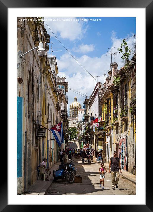  Street in Havana leading to the Capitol Framed Mounted Print by Jason Wells