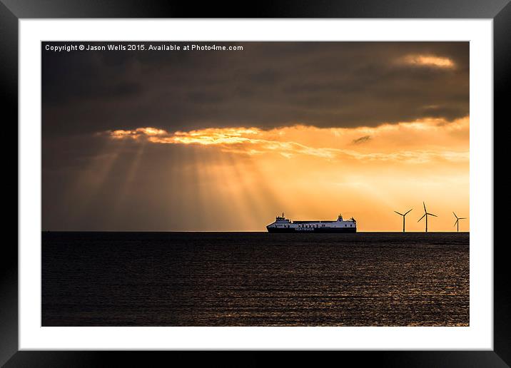  Sunset over the Seatruck Framed Mounted Print by Jason Wells
