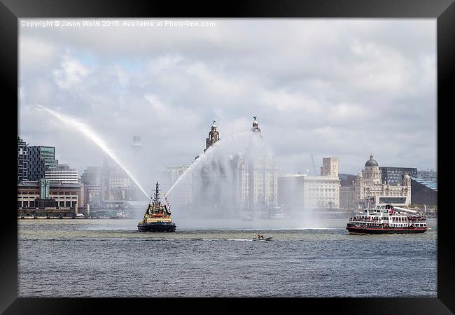  Fire boat spraying water Framed Print by Jason Wells