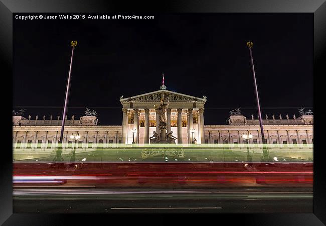 Tram passing the Austrian Parliament Building at n Framed Print by Jason Wells