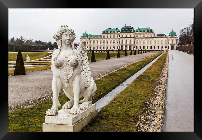  Statue in the gardens of Belvedere Palace in Vien Framed Print by Jason Wells