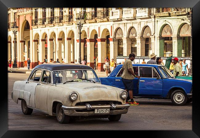 A classical car travels along Paseo de Marti Framed Print by Jason Wells