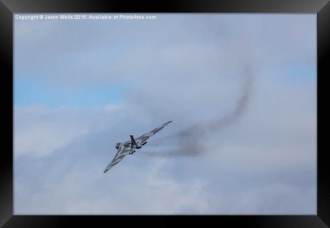 Smoke trails behind the old Vulcan engines Framed Print by Jason Wells