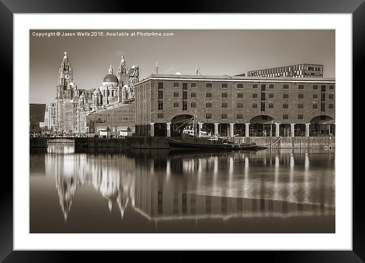 Reflections on the Albert Dock Framed Mounted Print by Jason Wells