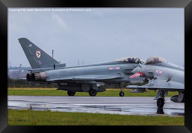 Pair of RAF Typhoons on the runway Framed Print by Jason Wells