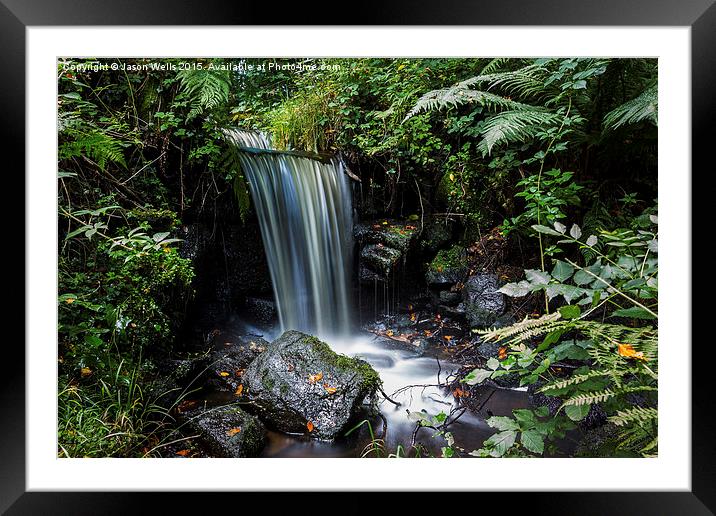 Small waterfall in the countryside Framed Mounted Print by Jason Wells