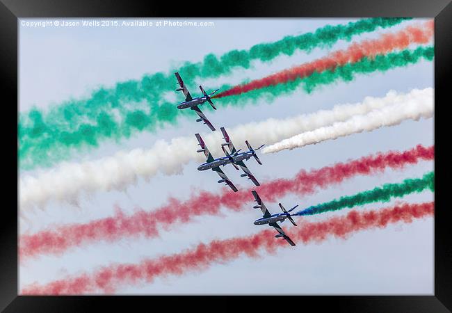  Section of the Frecce Tricolori pass at RIAT2014 Framed Print by Jason Wells