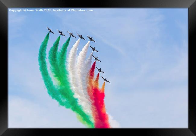 Patriotic smoke from the Frecce Tricolori team Framed Print by Jason Wells