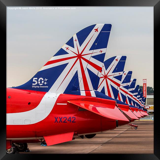 Square crop of the Red Arrows special 50th anniver Framed Print by Jason Wells