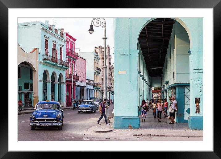 Colourful street scene in Centro Havana Framed Mounted Print by Jason Wells