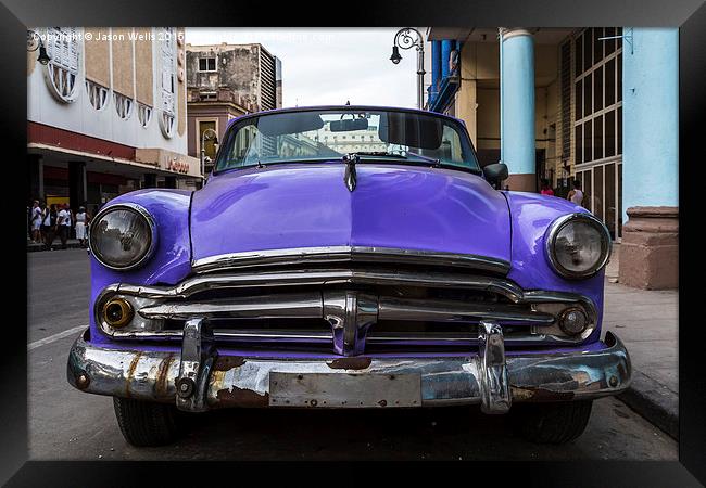 Purple vintage car in Havana Framed Print by Jason Wells