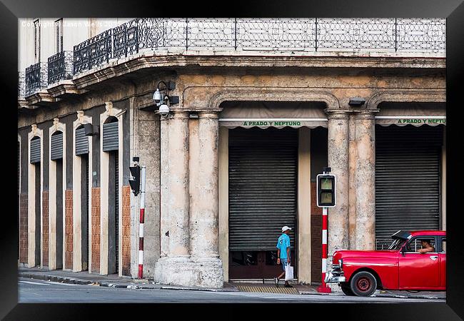 Red taxi on the Prado Framed Print by Jason Wells