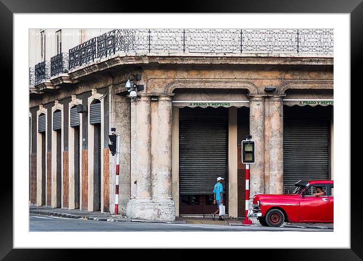 Red taxi on the Prado Framed Mounted Print by Jason Wells