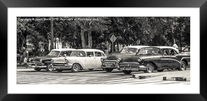 Classical cars line the Prado Framed Mounted Print by Jason Wells