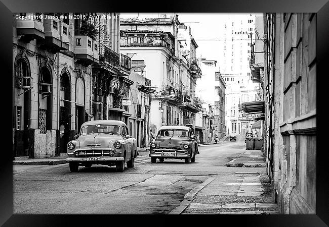 Pair of classic cars in monochrome Framed Print by Jason Wells