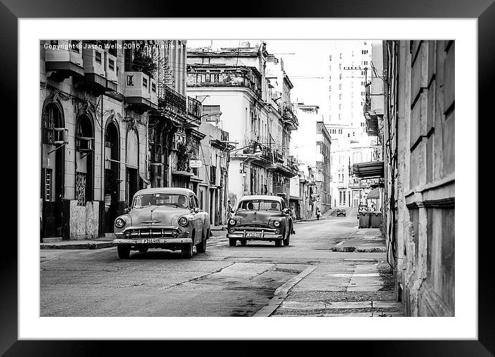 Pair of classic cars in monochrome Framed Mounted Print by Jason Wells