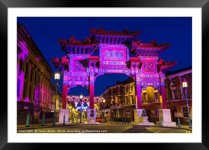 Archway in Liverpool's Chinatown at twilight Framed Mounted Print by Jason Wells