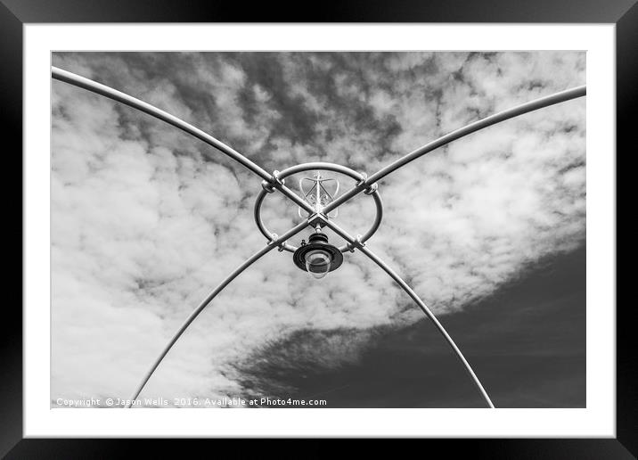 Southport pier lighting (mono) Framed Mounted Print by Jason Wells